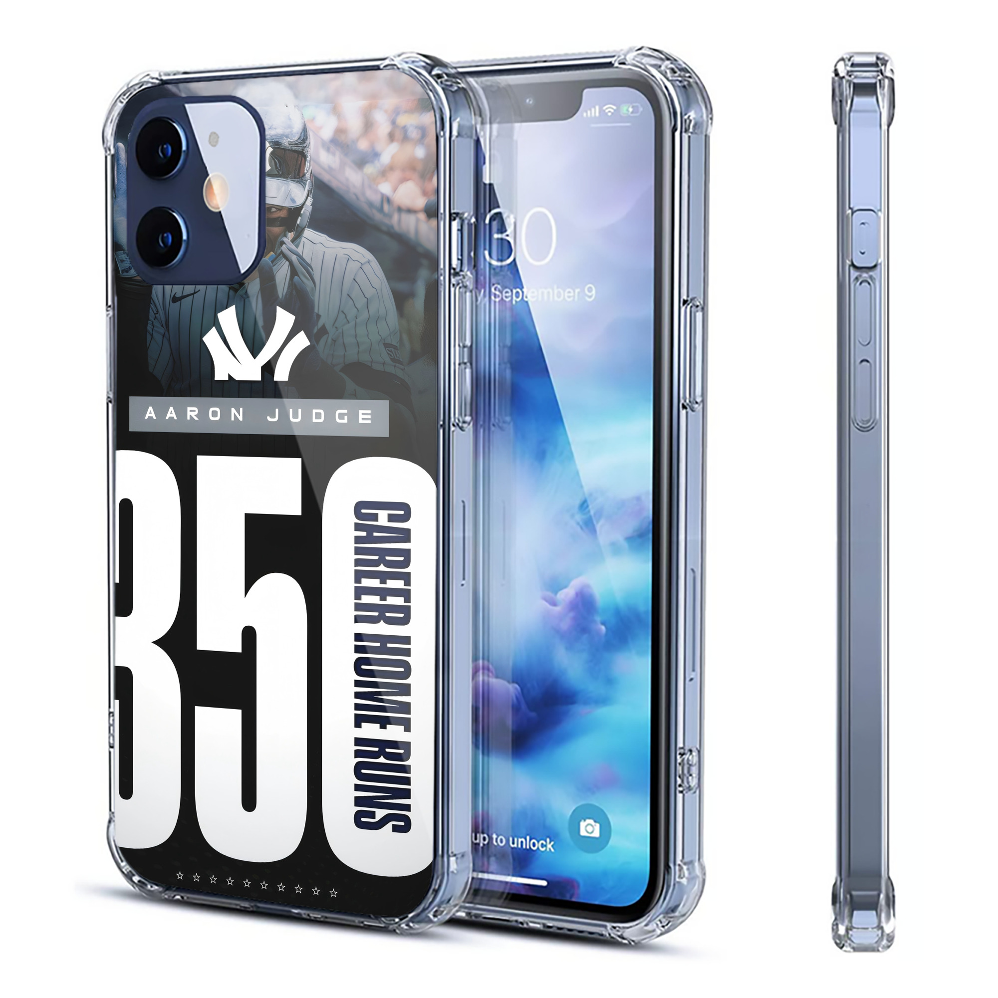 Aaron Judge's 350th Career Home Runs Clear IPhone 12 Case – Soft TPU With UV Print – Enhanced Drop Protection, Precise Fit, Anti-Fingerprint, Customizable Design, Scratch-Resistant, Yellow-Resistant